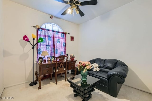 5409 Flora Spray St, Las Vegas, NV 89130 - carpeted home office with a ceiling fan and baseboards