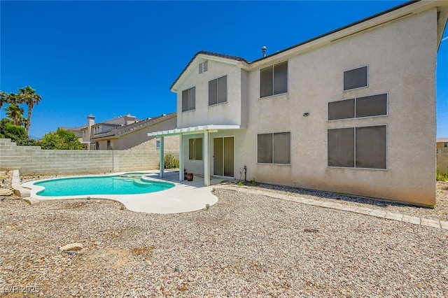 5409 Flora Spray St, Las Vegas, NV 89130 - view of swimming pool with a fenced backyard, a patio area, and a pool with connected hot tub