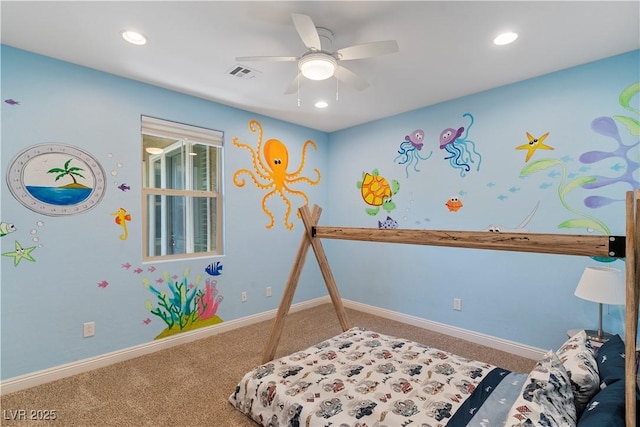 9240 Northfield Park Ct, Las Vegas, NV 89148 - bedroom with carpet flooring, recessed lighting, and a ceiling fan