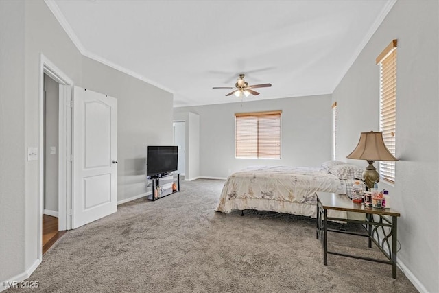 10601 Lessona St, Las Vegas, NV 89141 - bedroom featuring carpet floors, crown molding, and a ceiling fan