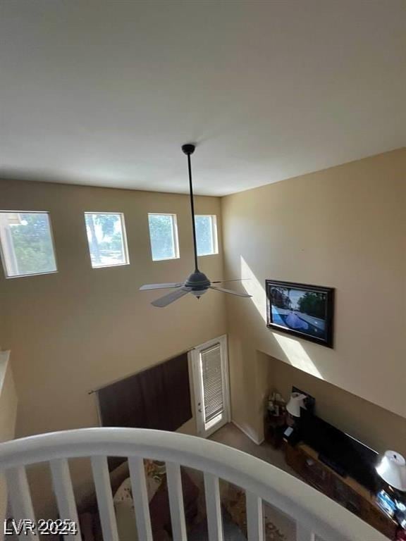 9801 Bradford Summit St, Las Vegas, NV 89183 - staircase featuring ceiling fan