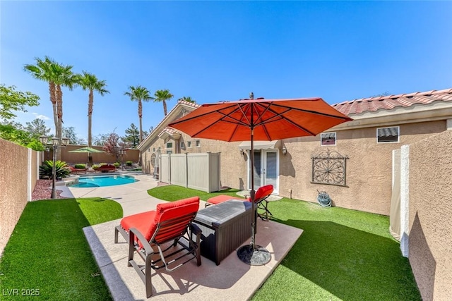 7311 Chaparral Cove Ln, Las Vegas, NV 89131 - fenced backyard featuring a patio