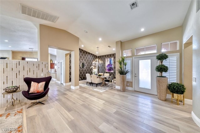 7311 Chaparral Cove Ln, Las Vegas, NV 89131 - entrance foyer featuring light wood-style flooring, recessed lighting, and vaulted ceiling