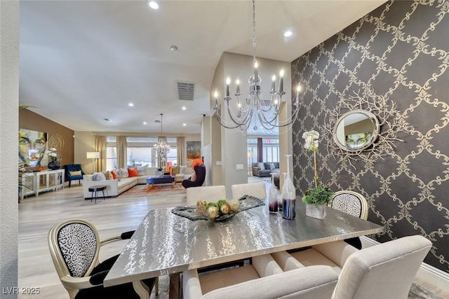 7311 Chaparral Cove Ln, Las Vegas, NV 89131 - dining space with a chandelier, plenty of natural light, recessed lighting, and wood finished floors