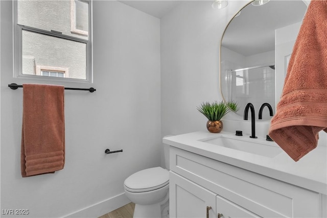 1551 Boundary Peak Way, Las Vegas, NV 89135 - full bath featuring vanity, a stall shower, and wood finished floors