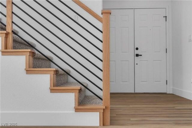1551 Boundary Peak Way, Las Vegas, NV 89135 - foyer with wood finished floors and stairs