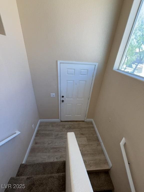 5316 Fireside Ranch Ave, Las Vegas, NV 89131 - stairway featuring wood finished floors and baseboards