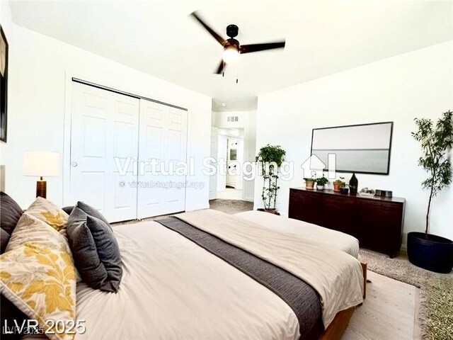 4324 El Conlon Ave, Las Vegas, NV 89102 - carpeted bedroom featuring a closet and a ceiling fan