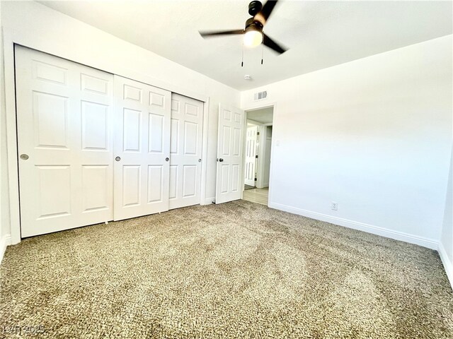 4324 El Conlon Ave, Las Vegas, NV 89102 - unfurnished bedroom featuring carpet, a closet, and a ceiling fan