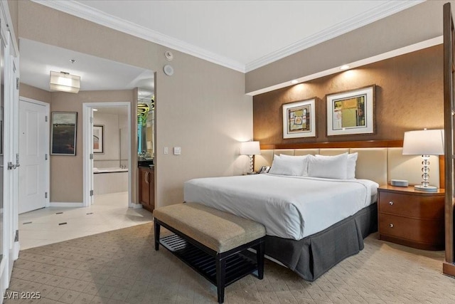 135 E Harmon Ave Unit 3816, Las Vegas, NV 89109 - bedroom featuring ornamental molding and connected bathroom
