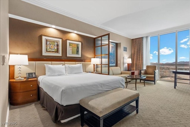 135 E Harmon Ave Unit 3816, Las Vegas, NV 89109 - bedroom featuring carpet flooring, ornamental molding, and access to outside