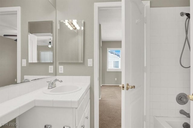8612 Chiquita Dr, Las Vegas, NV 89128 - full bathroom with ceiling fan, vanity, and washtub / shower combination
