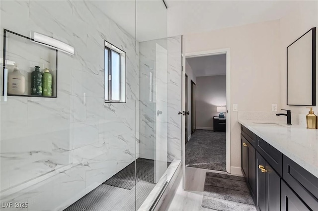 3047 Van Buskirk Cir, Las Vegas, NV 89121 - bathroom featuring a marble finish shower and vanity