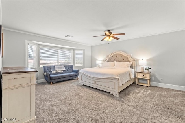 8820 Fall Green Ave, Las Vegas, NV 89129 - bedroom with crown molding, light colored carpet, and a ceiling fan