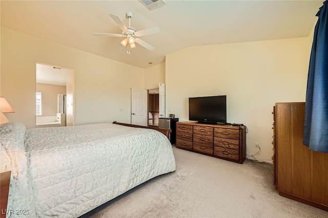 3624 Snowy Pines St, Las Vegas, NV 89147 - bedroom featuring lofted ceiling, light colored carpet, and ceiling fan