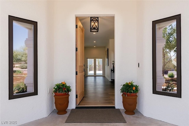 7745 Radcliff St, Las Vegas, NV 89123 - doorway to property with stucco siding