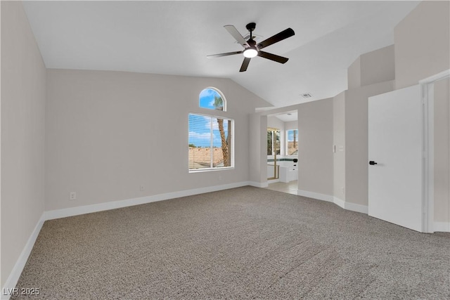 8379 Drop Camp St, Las Vegas, NV 89123 - empty room with light carpet, lofted ceiling, and ceiling fan