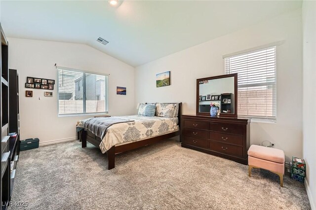 4364 Contour Bend Ave, North Las Vegas, NV 89084 - bedroom featuring light carpet and lofted ceiling