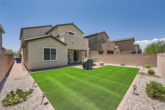 4364 Contour Bend Ave, North Las Vegas, NV 89084 - rear view of house with a fenced backyard, a patio area, and stucco siding