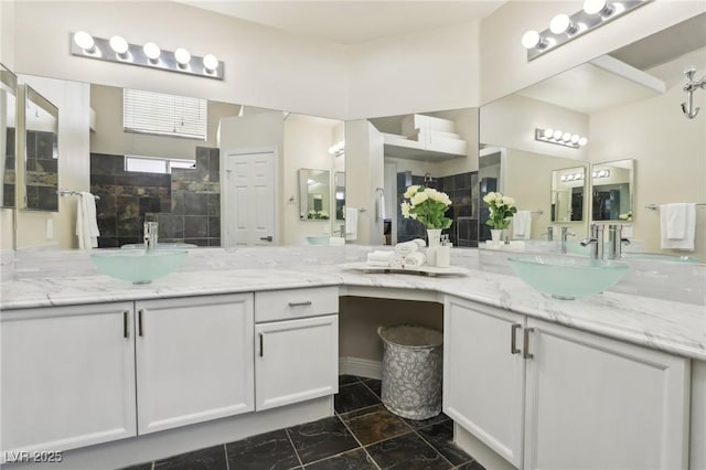 4753 Carefree Dr, Las Vegas, NV 89122 - full bath featuring vanity, marble finish floors, and a tile shower