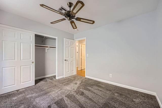8309 Windrush Ave, Las Vegas, NV 89117 - unfurnished bedroom with carpet, a closet, and ceiling fan