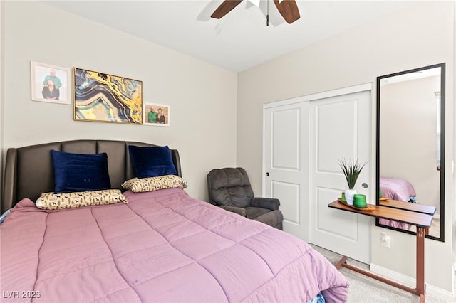 7502 Lush Oasis Ave, Las Vegas, NV 89113 - carpeted bedroom featuring a closet and ceiling fan