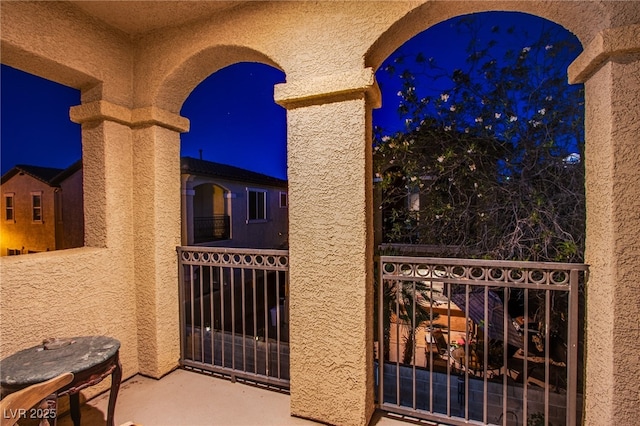 1557 Blue Sierra Ct, Henderson, NV 89074 - patio at night featuring a balcony