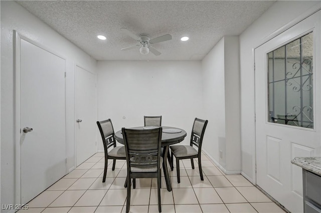 7066 Burcot Ave Unit 59, Las Vegas, NV 89156 - dining area with a ceiling fan, a textured ceiling, and recessed lighting