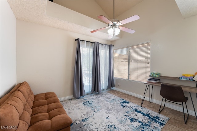 309 Clifton Heights Dr, Las Vegas, NV 89145 - tiled office with ceiling fan and baseboards