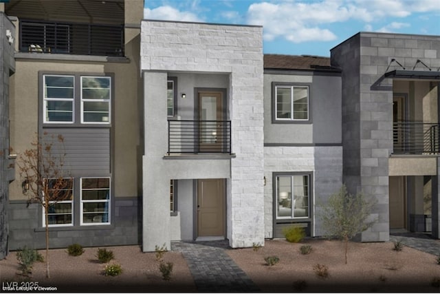 1159 Heliodor Ave Lot 171, Henderson, NV 89011 - modern home with a balcony and stone siding
