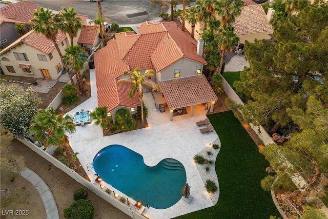 1990 Freeman Ct, Henderson, NV 89014 - aerial view of property and surrounding area with a pool