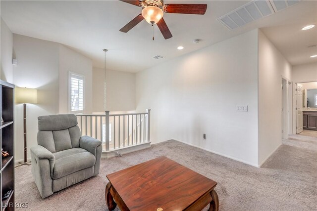 7948 Eastern Elk St, Las Vegas, NV 89149 - sitting room featuring carpet floors, ceiling fan, and recessed lighting
