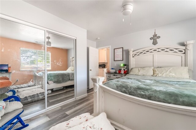 2230 Wagon Ave, Pahrump, NV 89048 - bedroom with wood finished floors and a closet