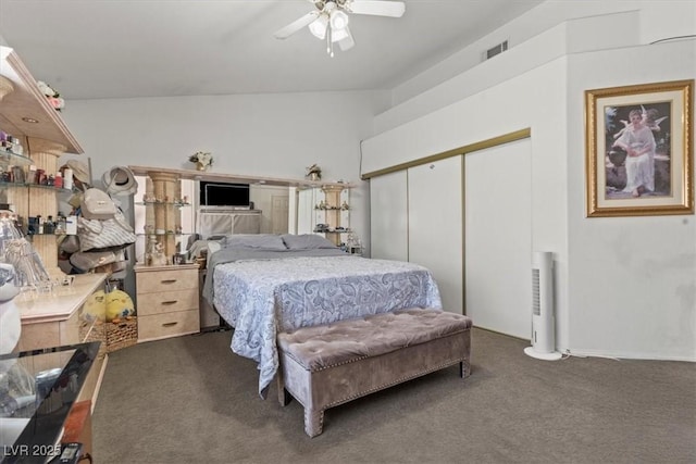 6292 Belgium Dr, Las Vegas, NV 89122 - carpeted bedroom with a closet and a ceiling fan