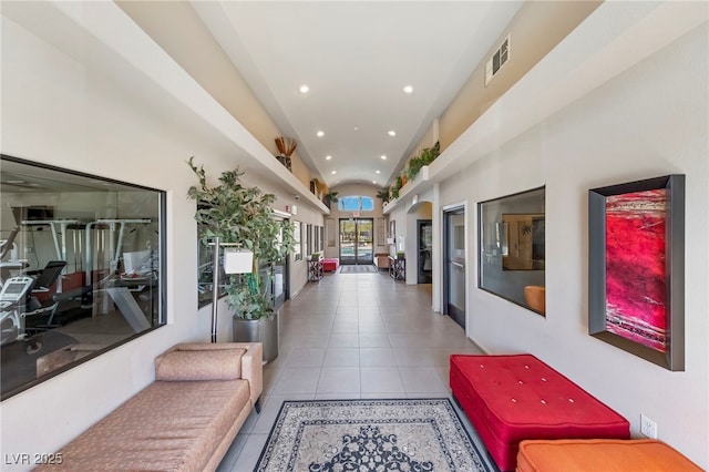 7701 W Robindale Rd Unit 274, Las Vegas, NV 89113 - corridor featuring tile patterned flooring, recessed lighting, and vaulted ceiling