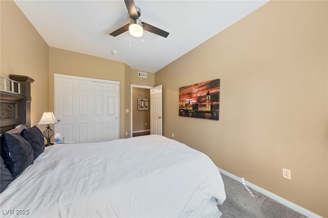 7701 W Robindale Rd Unit 274, Las Vegas, NV 89113 - carpeted bedroom featuring a ceiling fan and a closet