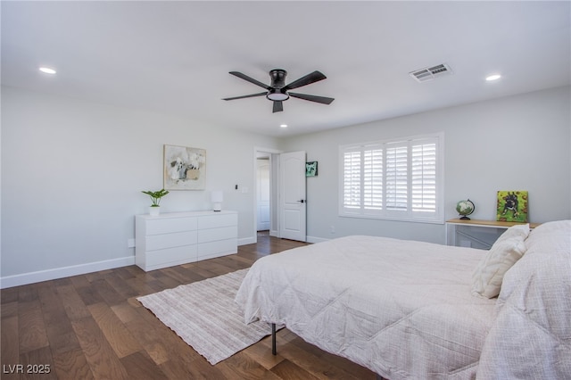 7445 Mezzanine View Ave, Las Vegas, NV 89178 - bedroom with wood finished floors, recessed lighting, and a ceiling fan