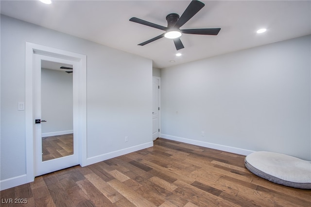 7445 Mezzanine View Ave, Las Vegas, NV 89178 - unfurnished bedroom featuring wood finished floors, recessed lighting, and a ceiling fan