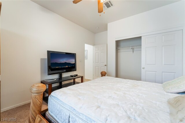 3029 Brownbirds Nest Dr, Henderson, NV 89052 - carpeted bedroom with a closet and ceiling fan