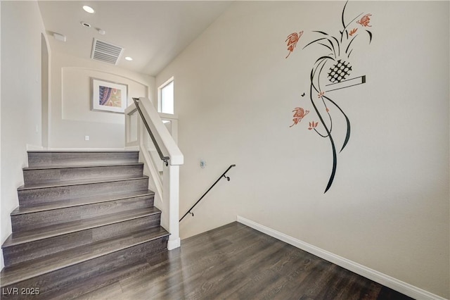 8565 Silver Coast St, Las Vegas, NV 89139 - stairs with wood finished floors and recessed lighting