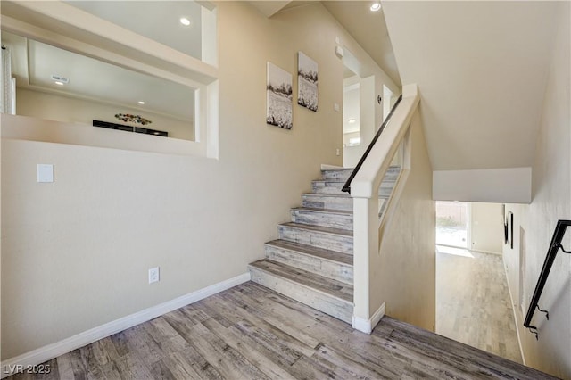 8565 Silver Coast St, Las Vegas, NV 89139 - stairs featuring wood finished floors and baseboards