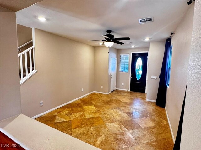 5361 Candlespice Way, Las Vegas, NV 89135 - entrance foyer with ceiling fan, recessed lighting, and stone finish flooring