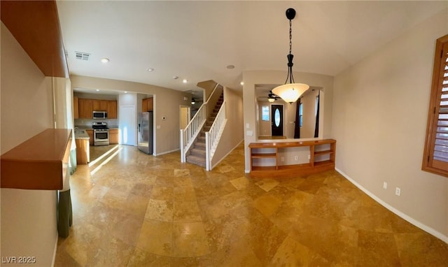5361 Candlespice Way, Las Vegas, NV 89135 - entrance foyer with stairway, ceiling fan, and recessed lighting