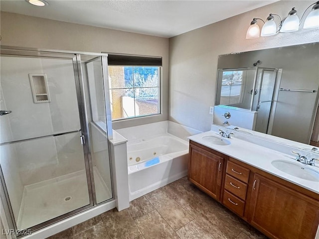 5361 Candlespice Way, Las Vegas, NV 89135 - full bathroom featuring a whirlpool tub, a shower stall, and double vanity