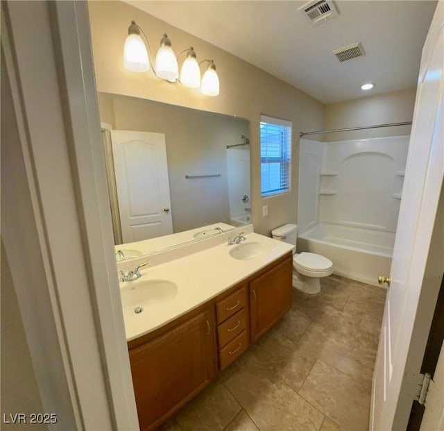5361 Candlespice Way, Las Vegas, NV 89135 - full bath with double vanity, shower / bathtub combination, and tile patterned flooring