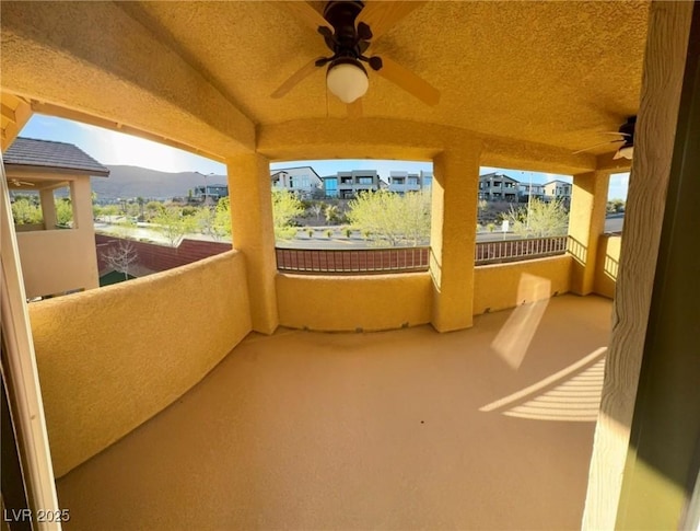 5361 Candlespice Way, Las Vegas, NV 89135 - patio / terrace with ceiling fan and a mountain view