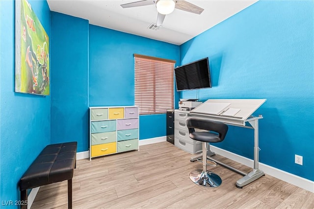 3405 Brook Song Ave, North Las Vegas, NV 89081 - office area featuring light wood-style floors and ceiling fan