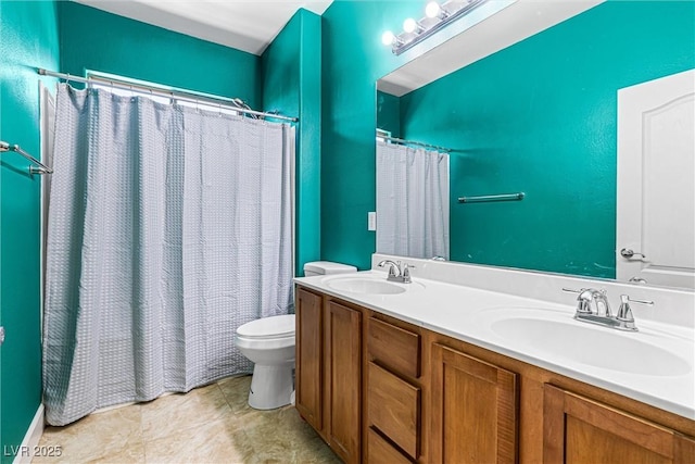 3405 Brook Song Ave, North Las Vegas, NV 89081 - full bathroom featuring double vanity, a shower with curtain, and tile patterned flooring