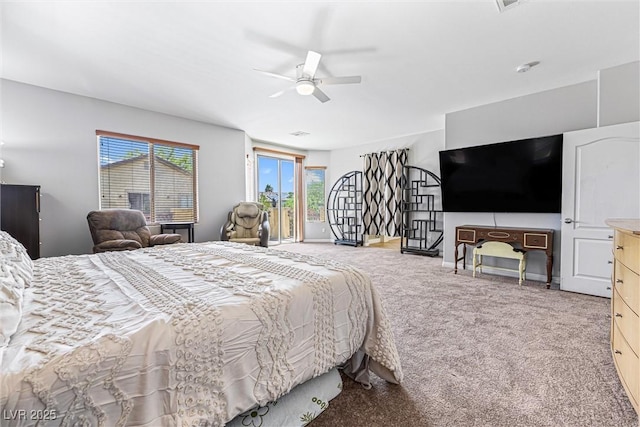 3405 Brook Song Ave, North Las Vegas, NV 89081 - bedroom featuring carpet floors, ceiling fan, and access to outside