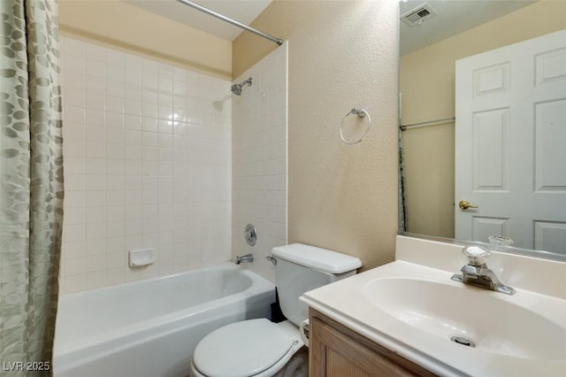 2925 Wigwam Pkwy Unit 1124, Henderson, NV 89074 - bathroom featuring shower / bath combination with curtain, vanity, and a textured wall